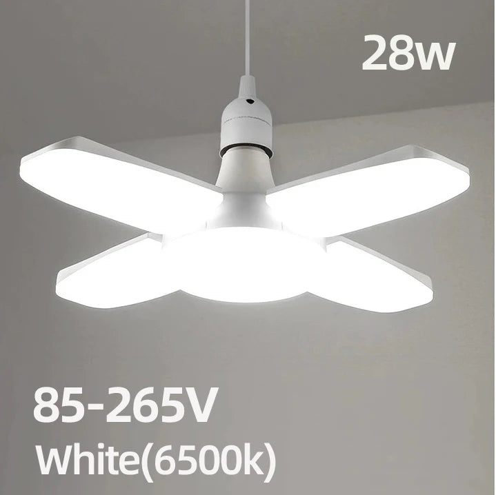 E27 Ventilador Dobrável 28W Lâmpada LED AC220V/110V 40 Lâmpada Deformação para Luzes de Teto Domésticas Armazém e Garagem Luz Branca Lâmpada 6500K